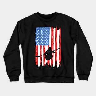 American Flag canoeing Graphic Crewneck Sweatshirt